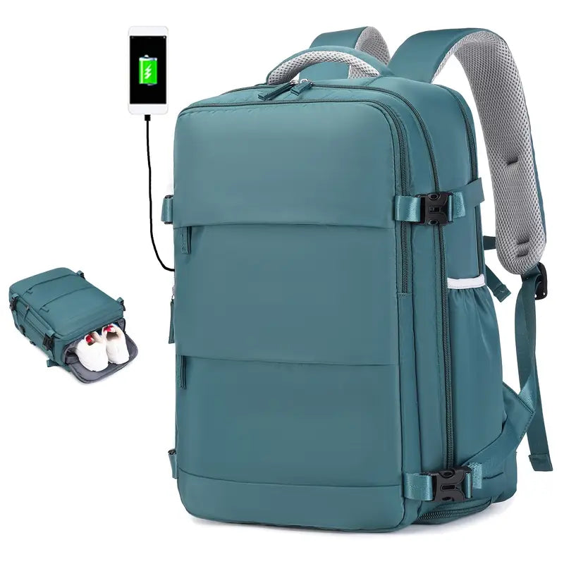 Mochila Para Viagem Multifuncional Expansível e Tecnológica + BRINDE: Adaptador de Tomada Universal