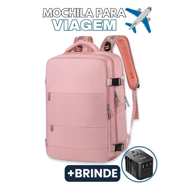 Mochila Para Viagem Multifuncional Expansível e Tecnológica + BRINDE: Adaptador de Tomada Universal