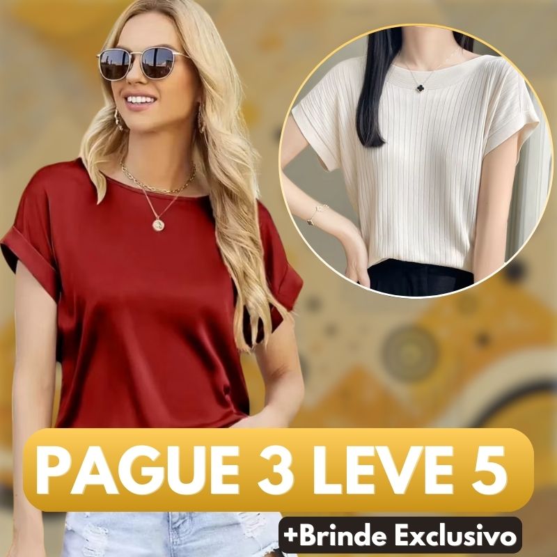 [PAGUE 3 LEVE 5] Kit Blusinhas Belle em Malha Viscoelástica + BRINDE Exclusivo