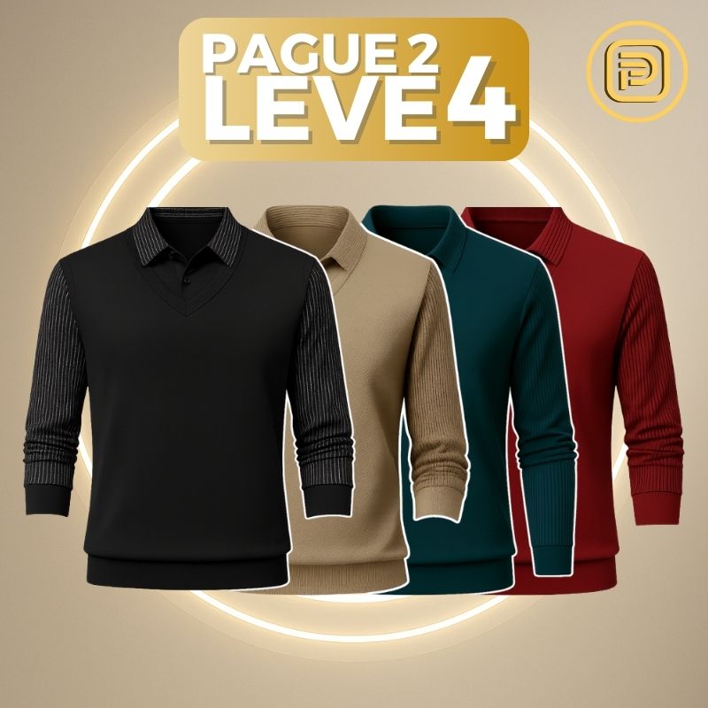 [PAGUE 2 LEVE 4] Camisa Polo Casual Makland em Malha de Seda Gelo e Poliéster
