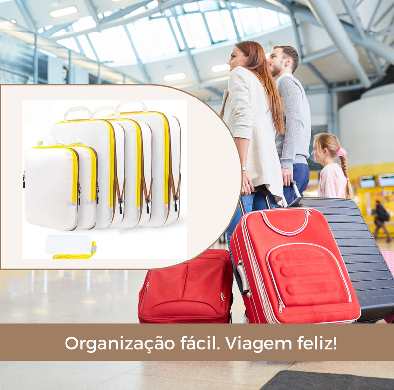 Kit de bolsas organizadoras de compressão ultraleves para malas de viagem