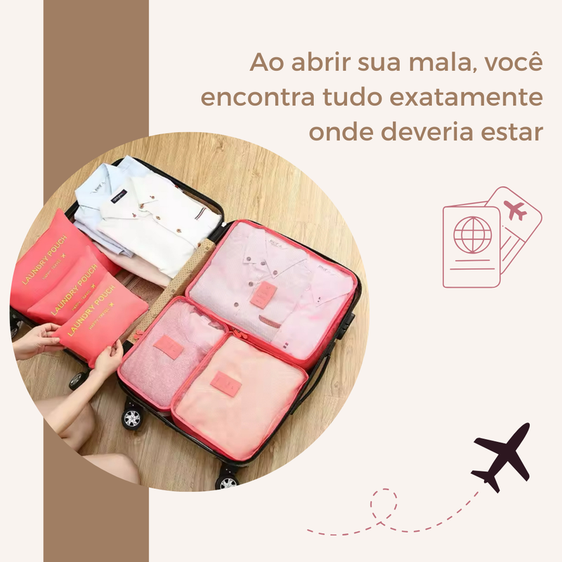 Kit Bolsas Organizadoras Para Mala de  Viagem - 6 pçs